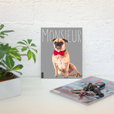 Custom Dog art of Pug printed on poster