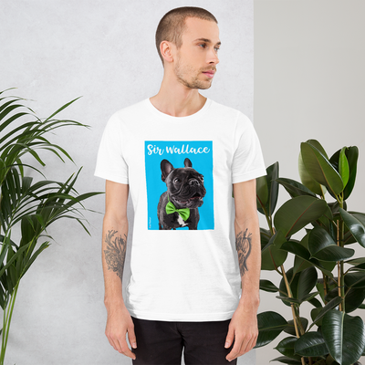 Proud dog dad wearing his favorite t-shirt